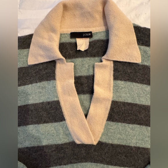 J Crew Cashmere Collared Sweater With Rugby Stripe - XSmall - Picture 3 of 5